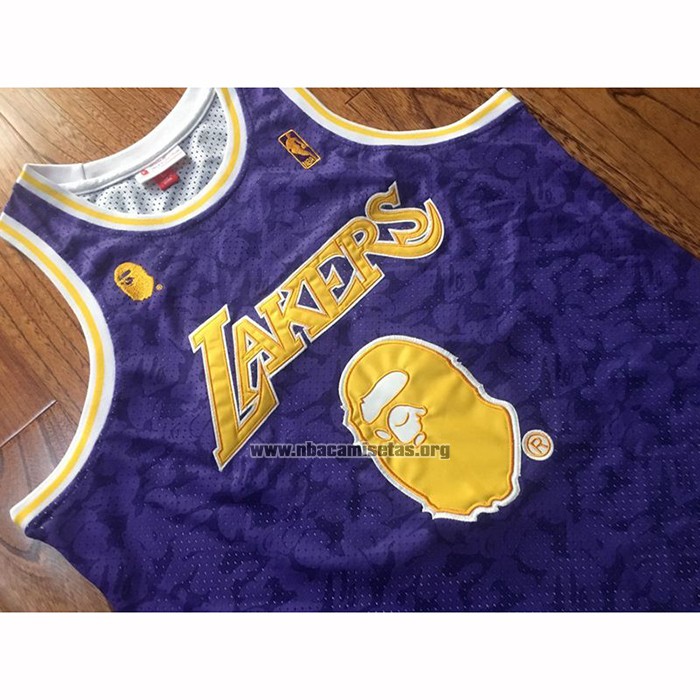 Camiseta Los Angeles Lakers Bape NO 93 Mitchell & Ness Violeta